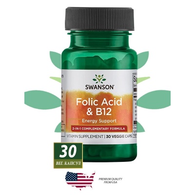 Аминокислота Swanson Folic Acid + B12 30 капсул